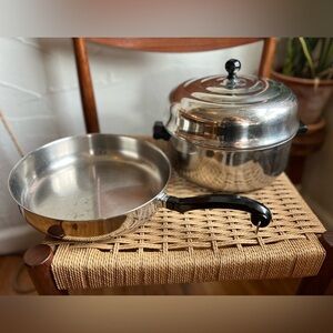Vintage Farberware USA 10” Skillet & Dutch Oven Set w/ Dome Lid Stainless